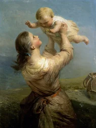 Ela olha sempre e olha com novo prazer. Pintura de James John Hill (1811-1882)