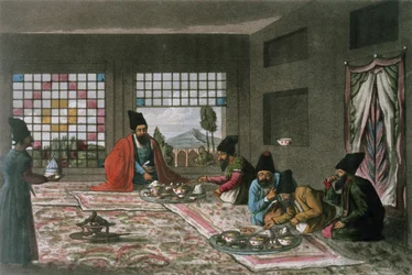 Um pequeno-almoço persa de `A Second Journey through Persia 1810-16