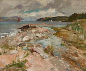 Shore Near Inverkip (óleo sobre tela)