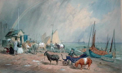 Brighton Beach (aguarela com cor de corpo sobre papel)