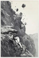 Uma Cannonada no Matterhorn, de Scrambles entre os Alpes nos anos 1860-69, pub. 1871 (gravura)