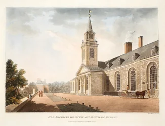 Old Soldiers Hospital, Kilmainham, Dublin, 1794 (gravura colorida à mão)