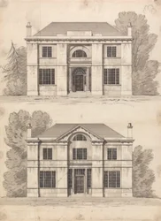 Desenho preparatório dos Desenhos 5 e 6, Placa 3 de Uma Colecção de Desenhos para Retiros Rurais