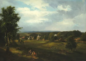 Village Scene perto de Albany, Nova Iorque, 1850.