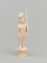 Peão branco, peça de xadrez, Índia, 1820 por volta de