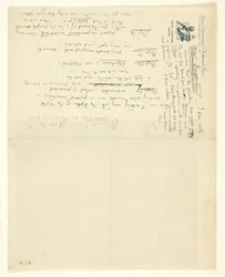 Carta a William Heinemann com correções para Eden versus Whistler: The Baronet and the Butterfly. Um Valentim com um veredicto