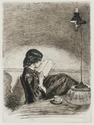 Leitura à luz da lâmpada