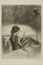 Leitura à luz da lâmpada