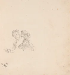 Esboço: Autorretrato com Miss R. Birnie Philip