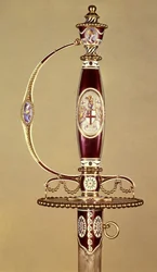 Empunhadura de espada apresentada ao Coronel James Hartley (1745-99) pela East India Company, assinada por James Morisset (c.1766-c.1800) c.1780 (gold & enamel)
