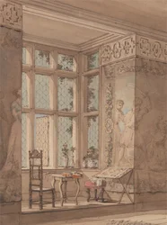Sala de fantochada em mansão gótica