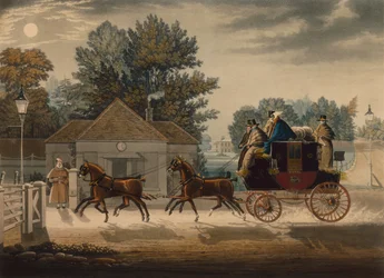 Mail Coach by Moonlight (gravura colorida)