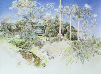 Ruined Temple, Tikal, Guatemala, 1984 (wc no papel)