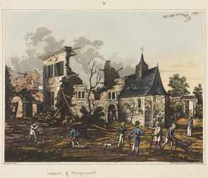 Interior de Hougoumont, de «Um relato histórico da Batalha de Waterloo», 1817