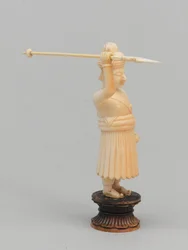 Peão preto, peça de xadrez, Índia, cerca de 1820