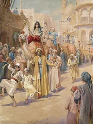 Uma procissão de casamento árabe pelo Cairo,