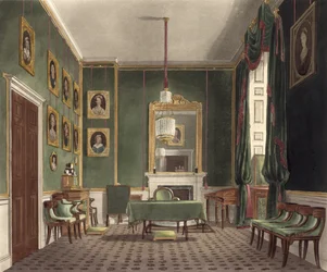 O Armário Verde, Buckingham House, de "A História das Residências Reais", gravado por Daniel Havell (1785-1826), por William Henry Pyne (1769-1843), 1819