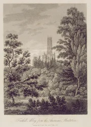 Fonthill Abbey da American Plantation, publicado por W. Clarke, New Bond Street, 1812