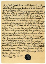 Carta de James Edward Stuart a Simon Fraser, Lord Lovat, St Germains, 3 de maio de 1703.