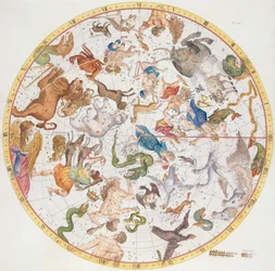 Placa 26 de "Atlas Coelestis", de John Flamsteed (1646-1719), pub. em 1719 (gravura colorida à mão)