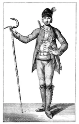 James Boswell, esq no vestido de um chefe armado da Córsega, 1769.