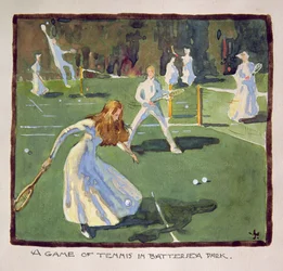 Um jogo de tênis em Battersea Park (wc no papel)