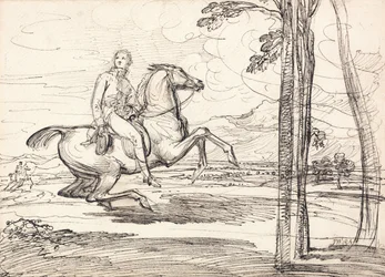 Um cavaleiro numa paisagem: Provavelmente um estudo para "Theophilus Levett Fox-hunting in Wychnor Park"