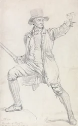 Um estudo para a personagem central da pintura de Ward "O ladrão de veados"