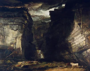 Cicatriz de Gordale (uma vista de Gordale, no solar de East Malham em Craven, Yorkshire, a propriedade de Lord Ribblesdale)