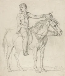 Lord Stanhope (1753-1816) como um menino que monta um pônei (lápis sobre papel)