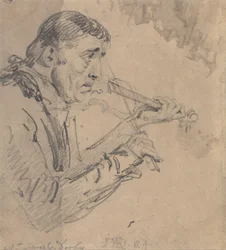 O Sr. James Derby a tocar violino
