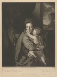 Caroline Curzon (née Colyear), Lady Scarsdale, e o seu Filho, Honorável John Curzon