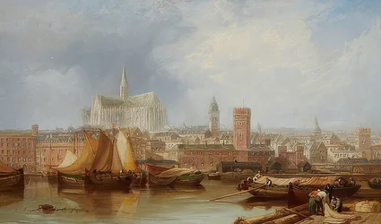 Vista de Colônia com a catedral inacabada