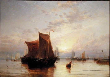 Embarcações Holandesas ao nascer do Sol