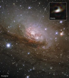 Galáxia Circinus (Hubble e Webb)
