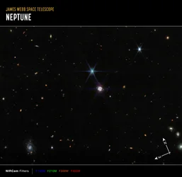 Campo amplo de Neptuno (Imagem da NIRCam Compass)