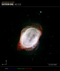 Gás da Nebulosa do Anel Sul (Imagem composta da NIRCam e MIRI)
