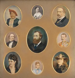 Nove retratos em Original Passe-Partout, 1880s.