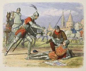 Captura de Joana d&39;Arc, 25 de maio de 1430, de A Chronicle of England BC 55 a AD 1485, pub. Londres, 1863