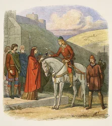 Eduardo assassinado em Corfe, 18 de março de 978, de A Chronicle of England BC 55 to AD 1485, publicado em Londres, 1863