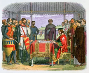 Ilustração do Rei João assinando a Carta Magna, século 19