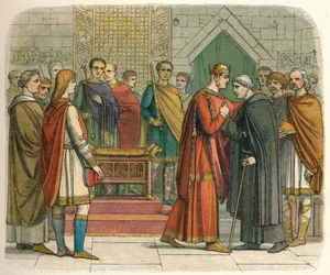 O rei corteja os líderes ingleses, cerca de 1066, 1864