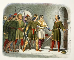 William de Breteuil defende a tesouraria, Winchester, Hampshire, 1100 1864.  