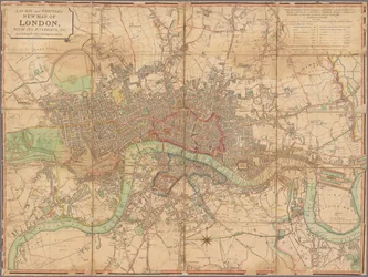 Laurie e Whittle&39;s New map of London com seus arredores, etc. Incluindo as melhorias recentes