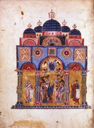 Ilustração de Homilias sobre a Virgem, manuscrito bizantino, século XII