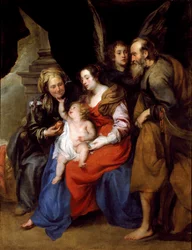 Retrato da santa família com santa Ana, mãe de Maria e um anjo (óleo sobre tela