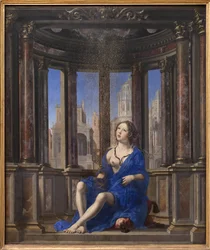 Danae. Júpiter transforma-se numa chuva dourada para seduzir a jovem mulher. Pintura de Jan Gossaert dit Mabuse (1478-1532), óleo sobre madeira (95 x 113 cm)