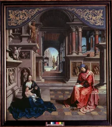 São Lucas pintando a Madonna Painting de Jan Gossaert dit Mabuse (1478 ca-1532) 1515 Dim 205x230 cm Galeria Nacional de Praga