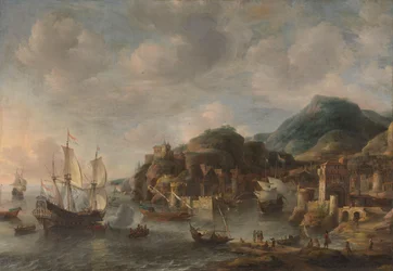 Navios holandeses num porto estrangeiro