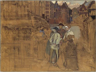 Festa do tiro ao arco em Antuérpia no século XVI, c.1850